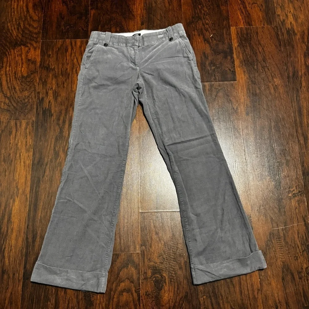 J. Crew City Fit Women's Cuffed Gray Flare Mid Rise Corduroy Jeans 6